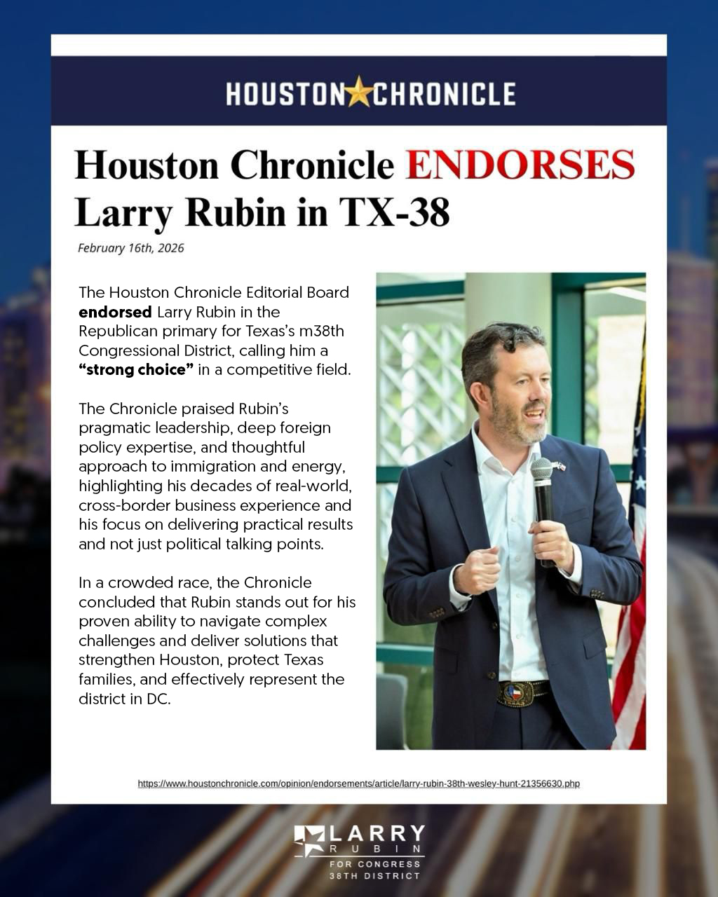 Houston Chronicle Endorses Larry Rubin